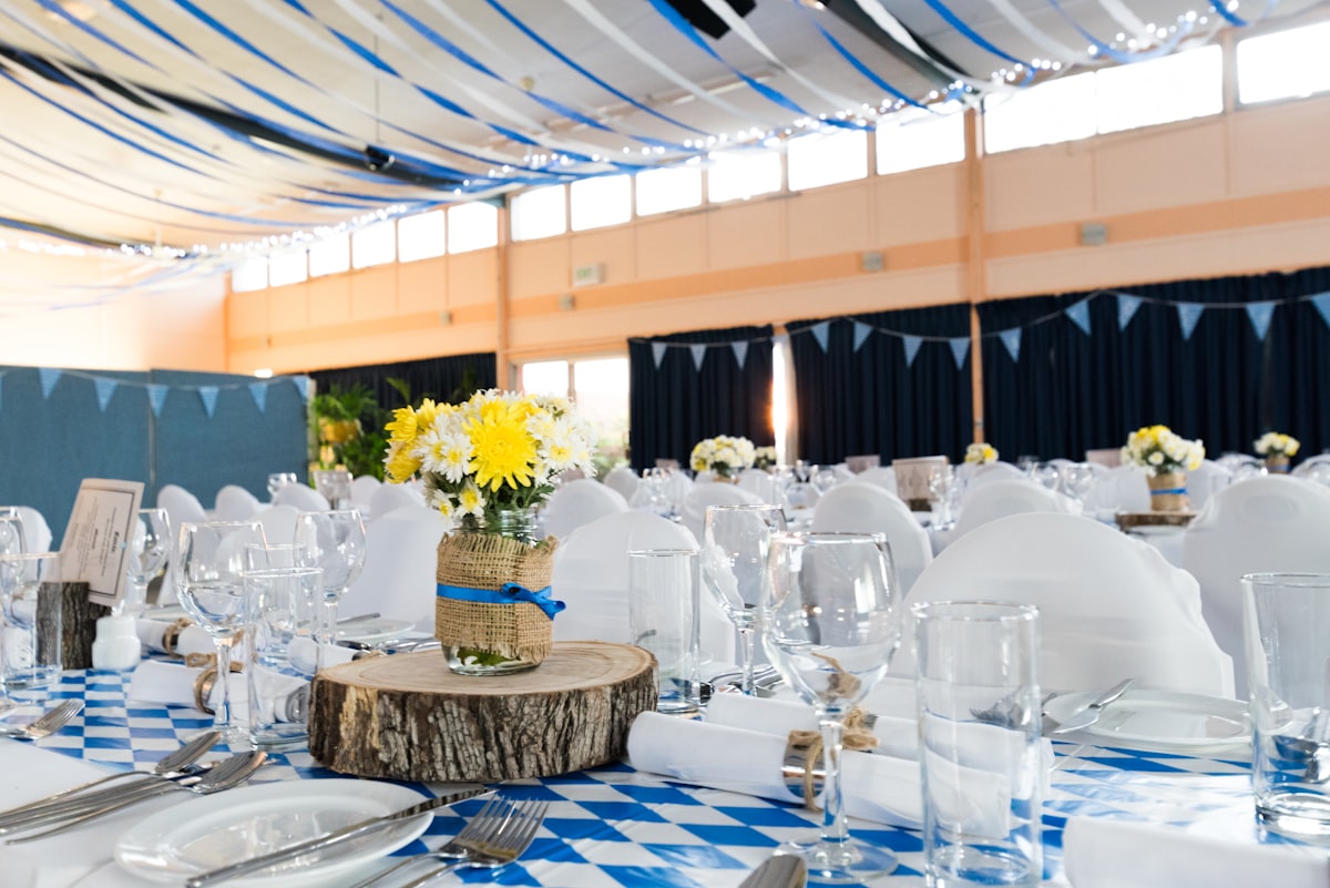 Open diary with wedding dates circled and venue brochures