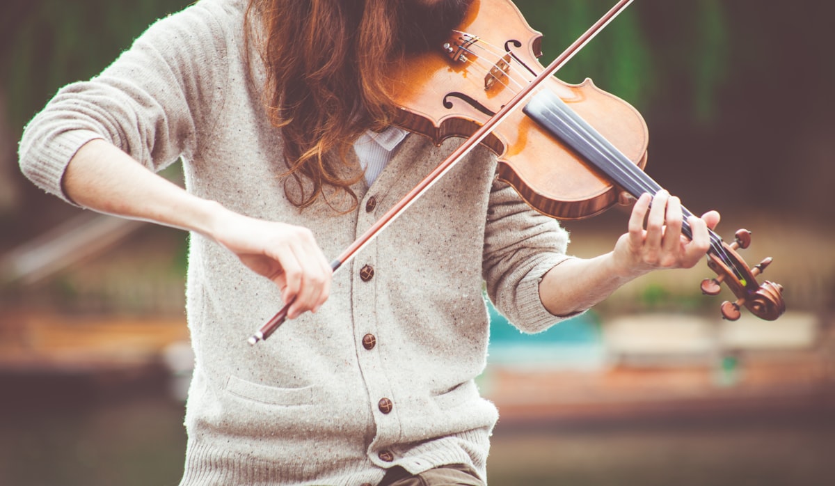 Musician focused during practice