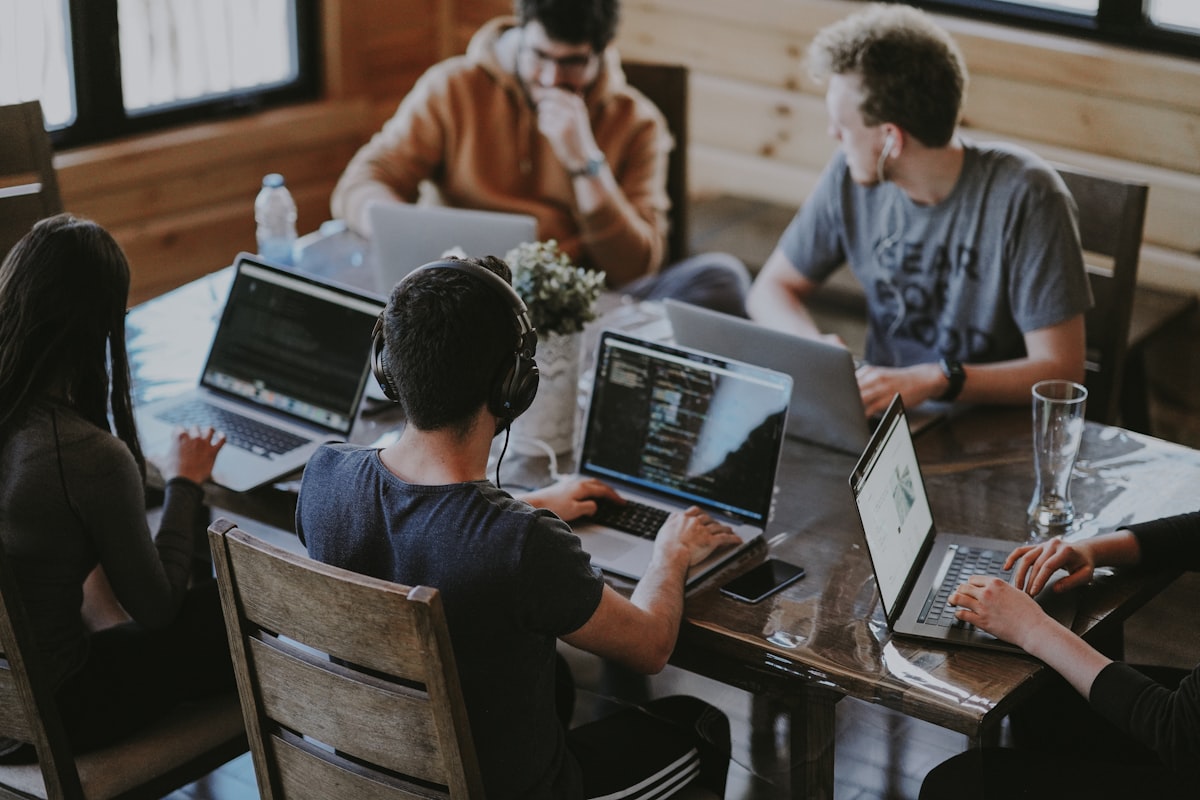 Students collaborating on a group project